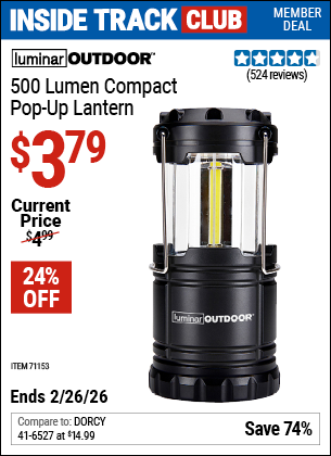 www.hfqpdb.com - LUMINAR OUTDOOR 500 LUMEN COMPACT POP-UP LANTERN Lot No. 71153