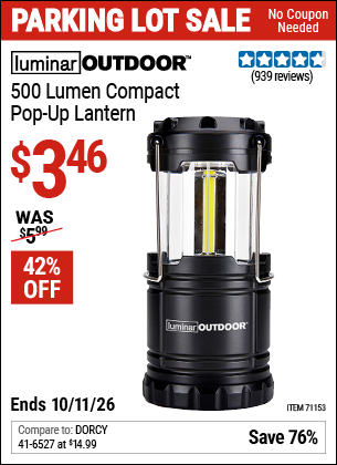 www.hfqpdb.com - LUMINAR OUTDOOR 500 LUMEN COMPACT POP-UP LANTERN Lot No. 71153