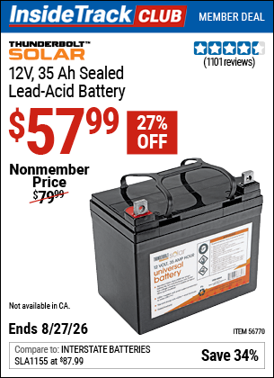 www.hfqpdb.com - THUNDERBOLT SOLAR 12V, 35 AH SEALED LEAD-ACID BATTERY Lot No. 56770