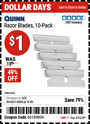www.hfqpdb.com - QUINN RAZOR BLADES, 10-PACK Lot No. 66382