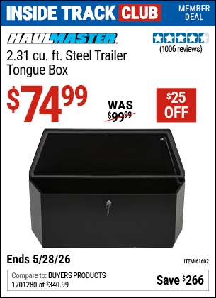 www.hfqpdb.com - HAUL-MASTER 2.31 CU. FT. STEEL TRAILER TONGUE BOX Lot No. 61602/66244