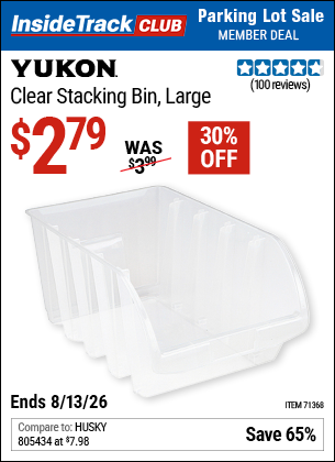 www.hfqpdb.com - YUKON CLEAR STACKING BIN, LARGE Lot No. 71368