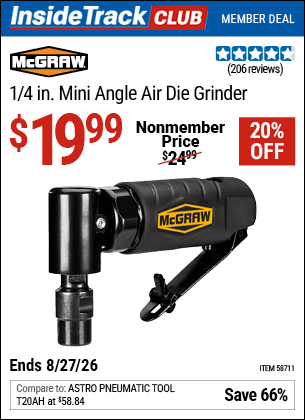 www.hfqpdb.com - MCGRAW 1/4 IN. MINI ANGLE AIR DIE GRINDER Lot No. 58711