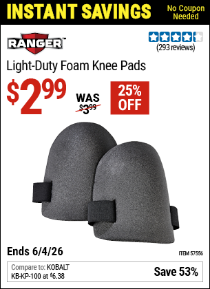 www.hfqpdb.com - RANGER LIGHT-DUTY FOAM KNEE PADS Lot No. 57556