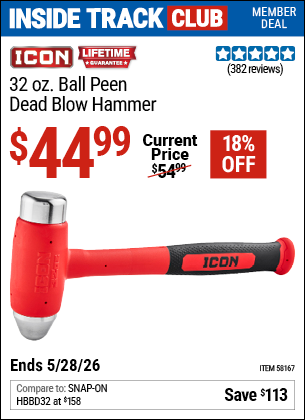 www.hfqpdb.com - ICON 32 OZ. BALL PEEN DEAD BLOW HAMMER Lot No. 58167