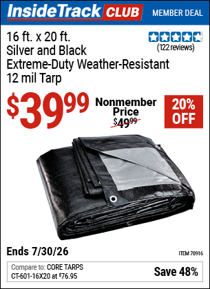 www.hfqpdb.com - 16 FT. X 20 FT. SILVER AND BLACK EXTREME-DUTY WEATHER-RESISTANT 12 MIL TARP Lot No. 70916
