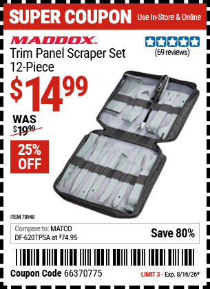 www.hfqpdb.com - MADDOX TRIM PANEL SCRAPER SET, 12-PIECE Lot No. 70948