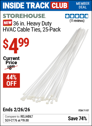 www.hfqpdb.com - STOREHOUSE 36 IN. HEAVY DUTY HVAC CABLE TIES, 25-PACK Lot No. 71157