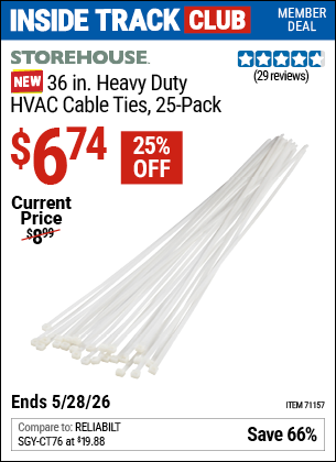 www.hfqpdb.com - STOREHOUSE 36 IN. HEAVY DUTY HVAC CABLE TIES, 25-PACK Lot No. 71157