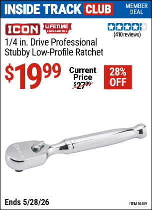 www.hfqpdb.com - ICON 1/4 IN. DRIVE PROFESSIONAL STUBBY LOW-PROFILE RATCHET Lot No. 56189