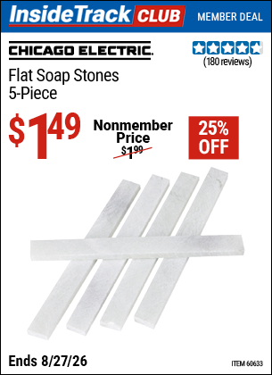 www.hfqpdb.com - CHICAGO ELECTRIC FLAT SOAP STONES, 5-PIECE Lot No. 60633