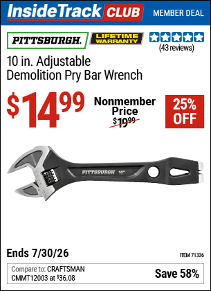 www.hfqpdb.com - PITTSBURGH 10 IN. ADJUSTABLE DEMOLITION PRY BAR WRENCH Lot No. 71336