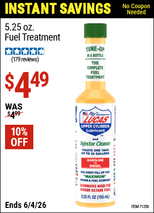 www.hfqpdb.com - LUCAS OIL 5.25 OZ. FUEL TREATMENT Lot No. 71258