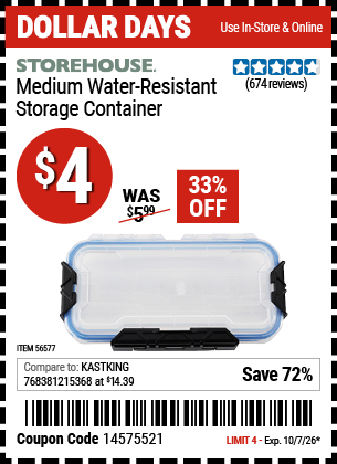 www.hfqpdb.com - STOREHOUSE MEDIUM WATER-RESISTANT STORAGE CONTAINER Lot No. 56577