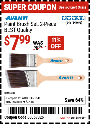 www.hfqpdb.com - AVANTI PAINT BRUSH SET, 2-PIECE, BEST QUALITY Lot No. 56948