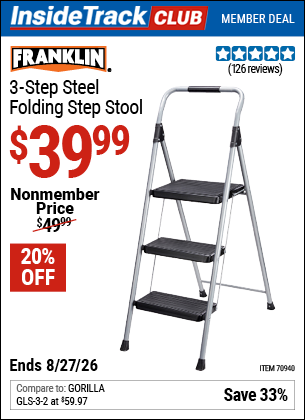 www.hfqpdb.com - FRANKLIN 3-STEP STEEL FOLDING STEP STOOL Lot No. 70940