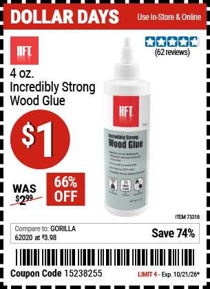 www.hfqpdb.com - HFT 4 OZ. INCREDIBLY STRONG WOOD GLUE Lot No. 73318