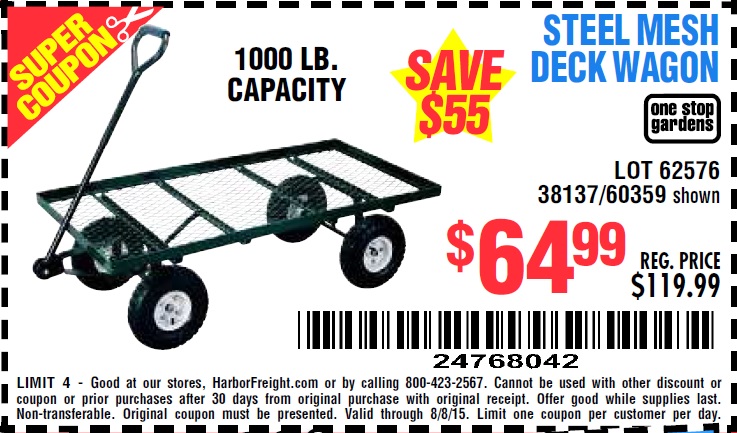 NEW 1,000 Lb Mesh Deck Steel Wagon ONE STOP GARDENS FREE SHIPPING 