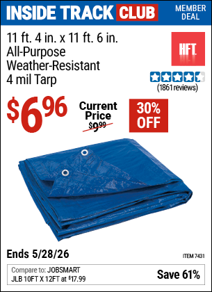 www.hfqpdb.com - HFT 11 FT. 4 IN. X 11 FT. 6 IN. BLUE ALL-PURPOSE WEATHER-RESISTANT 4 MIL TARP Lot No. 7431