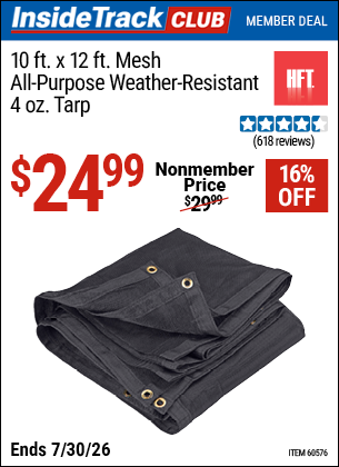 www.hfqpdb.com - HFT 10 FT. X 12 FT. MESH ALL-PURPOSE/WEATHER-RESISTANT 4 OZ. TARP Lot No. 60576
