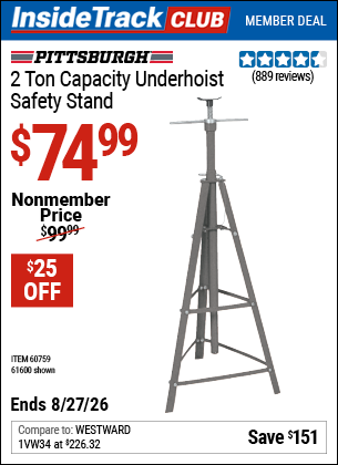 www.hfqpdb.com - PITTSBURGH 2 TON CAPACITY UNDERHOIST SAFETY STAND Lot No. 61600/60759