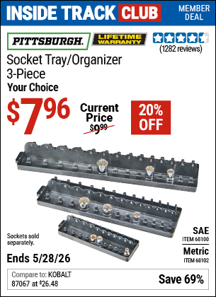 www.hfqpdb.com - PITTSBURGH METRIC SOCKET TRAY/ORGANIZER, 3-PIECE Lot No. 68102