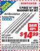 Harbor Freight ITC Coupon 5 PIECE 16" SDS MASONRY BIT SET Lot No. 46755/62481 Expired: 5/31/15 - $14.99