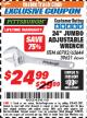 Harbor Freight ITC Coupon 24" ADJUSTABLE JUMBO WRENCH Lot No. 39621/60702 Expired: 11/30/17 - $24.99
