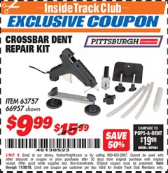 Harbor Freight ITC Coupon CROSSBAR DENT REPAIR KIT Lot No. 66957 Expired: 11/30/18 - $9.99