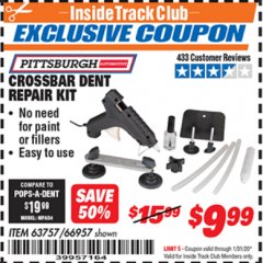 Harbor Freight ITC Coupon CROSSBAR DENT REPAIR KIT Lot No. 66957 Expired: 1/31/20 - $9.99