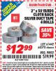Harbor Freight ITC Coupon 2" x 50 YARDS CLOTH BACK SILVER DUCT TAPE 4 ROLLS Lot No. 61442/68378 Expired: 7/31/15 - $12.99