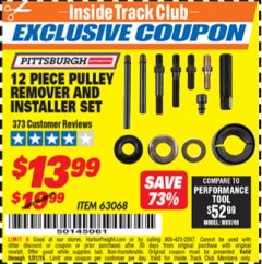 Harbor Freight ITC Coupon 12 PIECE PULLEY REMOVER AND INSTALLER SET Lot No. 40749/63068 Expired: 1/31/19 - $13.99