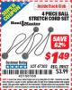 Harbor Freight ITC Coupon 4 PIECE BALL STRETCH CORD SET Lot No. 47302 Expired: 7/31/15 - $1.49