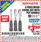 Harbor Freight ITC Coupon 3 PIECE WOOD CHISEL SET Lot No. 69544 Expired: 7/31/15 - $3.99