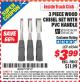 Harbor Freight ITC Coupon PITTSBURGH WOOD CHISEL SET WITH PVC HANDLES, 3-PIECE Lot No. 69544 Expired: 7/31/15 - $3.99
