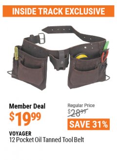 Harbor Freight ITC Coupon VOYAGER 12-POCKET OIL-TANNED TOOL BELT Lot No. 3452 Expired: 4/29/21 - $19.99