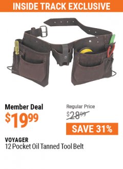 Harbor Freight Coupon 12 POCKET OIL TANNED LEATHER TOOL BELT Lot No. 3452 Expired: 7/1/21 - $19.99