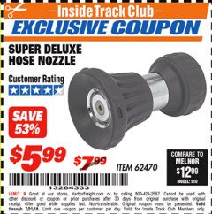 Harbor Freight ITC Coupon SUPER DELUXE HOSE NOZZLE Lot No. 4118/62470 Expired: 7/31/18 - $5.99