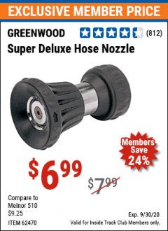Harbor Freight ITC Coupon SUPER DELUXE HOSE NOZZLE Lot No. 4118/62470 Expired: 9/30/20 - $6.99