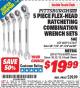 Harbor Freight ITC Coupon 5 PIECE FLEX-HEAD COMBO WRENCH SETS Lot No. 60591/61657/60592/61710 Expired: 8/31/15 - $19.99