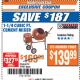 Harbor Freight ITC Coupon 1-1/4 CUBIC FT. CEMENT MIXER Lot No. 61931/91907 Expired: 3/6/18 - $139.99