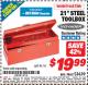 Harbor Freight ITC Coupon VOYAGER 21 IN. STEEL TOOLBOX Lot No. 91111 Expired: 6/30/15 - $19.99