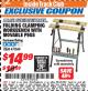 Harbor Freight ITC Coupon FOLDING CLAMPING WORKBENCH WITH MOVABLE PEGS Lot No. 47844 Expired: 12/31/17 - $14.99
