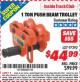 Harbor Freight ITC Coupon 1 TON PUSH BEAM TROLLEY Lot No. 97392 Expired: 9/30/15 - $44.99