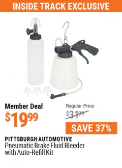 Harbor Freight ITC Coupon PITTSBURGH PNEUMATIC BRAKE FLUID BLEEDER WITH AUTO-REFILL KIT Lot No. 92924 Expired: 5/31/21 - $19.99