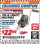 Harbor Freight ITC Coupon 1200 LB. CAPACITY HAND WINCH Lot No. 62537/65115 Expired: 3/31/18 - $22.99