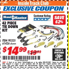 Harbor Freight ITC Coupon 42 PIECE TIE DOWN KIT Lot No. 61426/90325 Expired: 5/31/18 - $19.99