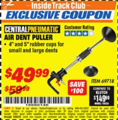 Harbor Freight ITC Coupon AIR DENT PULLER Lot No. 69718 Expired: 9/30/18 - $49.99