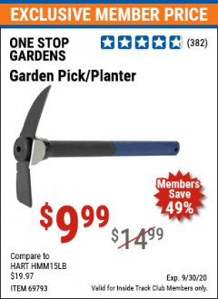 Harbor Freight ITC Coupon GARDEN PICK/PLANTER Lot No. 69793 Expired: 9/30/20 - $9.99