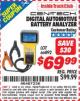 Harbor Freight ITC Coupon DIGITAL AUTOMOTIVE BATTERY ANALYZER Lot No. 66892 Expired: 9/30/15 - $69.99